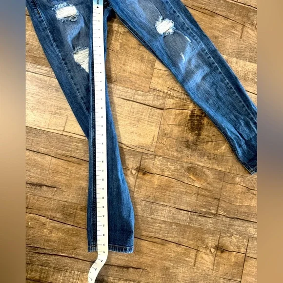 Women's‎ Mid Rise Relaxed Fit Skinny Distressed Denim Blue Jeans Size 3 - Picture 6 of 8